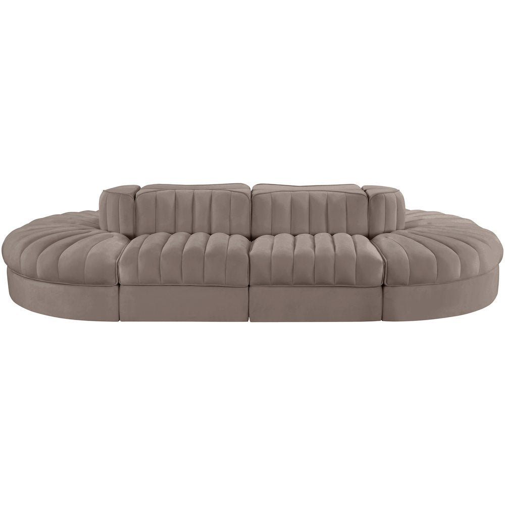 Rummi Taupe Velvet Performance Fabric Upholstered 8pc. Modular Sectional