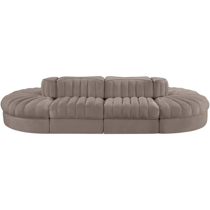 Rummi Taupe Velvet Performance Fabric Upholstered 8pc. Modular Sectional