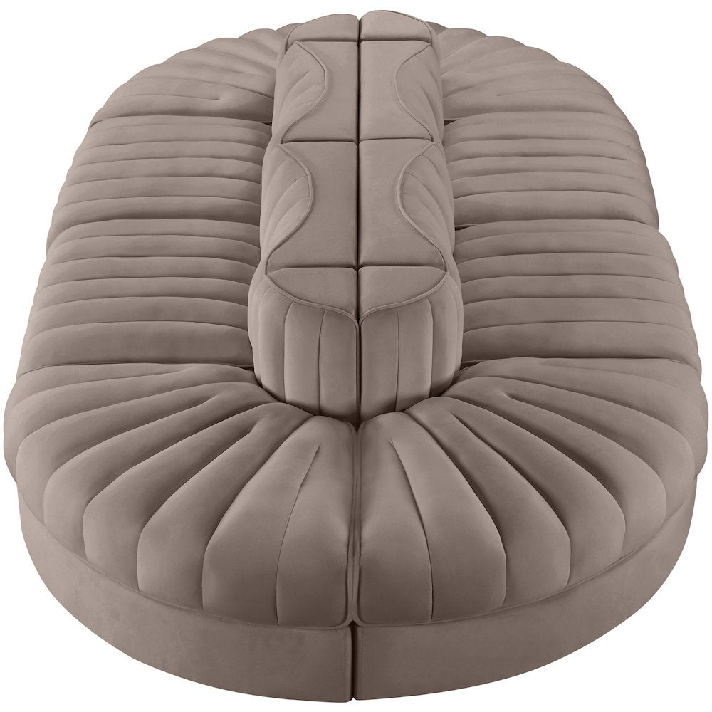 Rummi Taupe Velvet Performance Fabric Upholstered 8pc. Modular Sectional