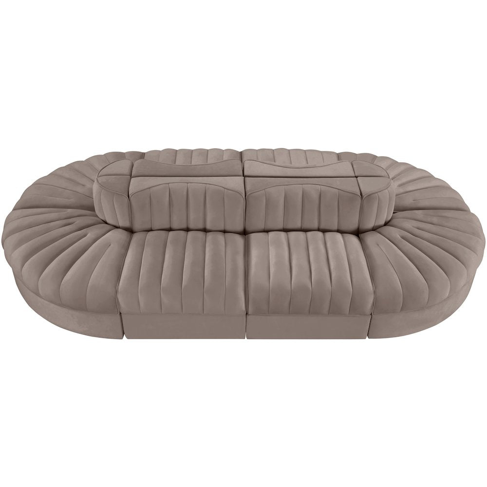 Rummi Taupe Velvet Performance Fabric Upholstered 8pc. Modular Sectional