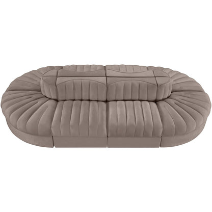 Rummi Taupe Velvet Performance Fabric Upholstered 8pc. Modular Sectional