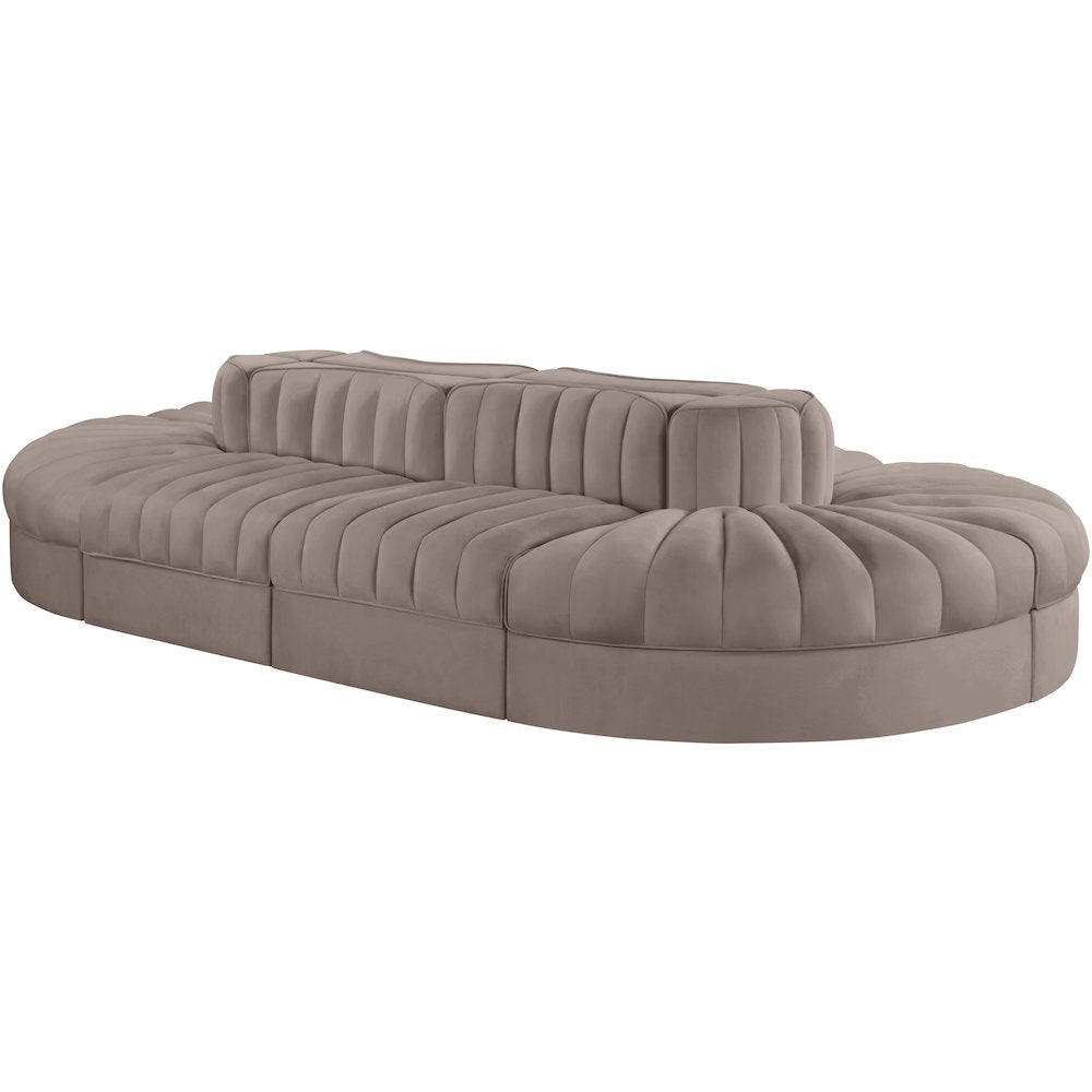 Rummi Taupe Velvet Performance Fabric Upholstered 8pc. Modular Sectional