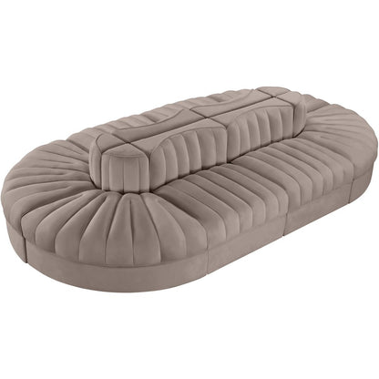 Rummi Taupe Velvet Performance Fabric Upholstered 8pc. Modular Sectional