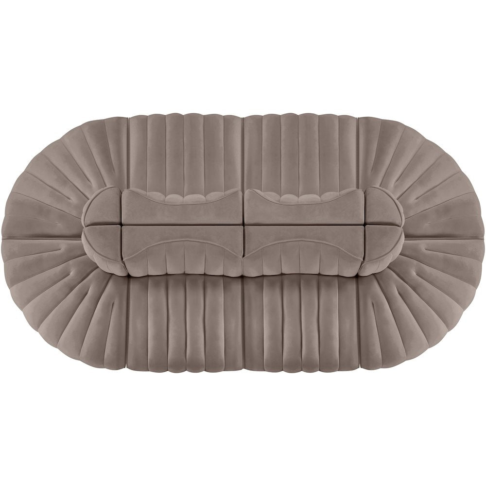 Rummi Taupe Velvet Performance Fabric Upholstered 8pc. Modular Sectional
