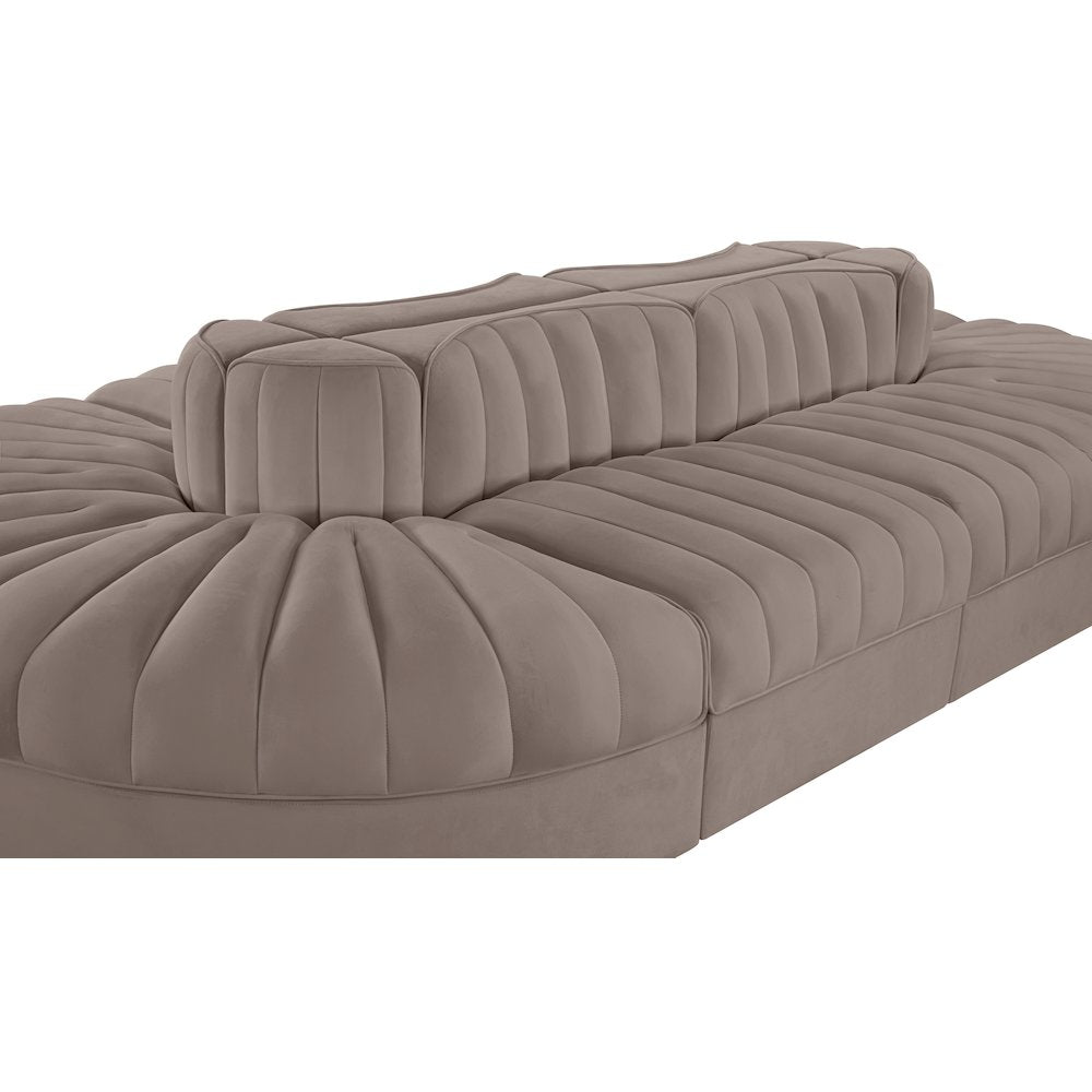 Rummi Taupe Velvet Performance Fabric Upholstered 8pc. Modular Sectional