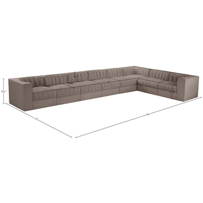 Rummi Taupe Velvet Performance Fabric Upholstered 8pc. Modular Sectional