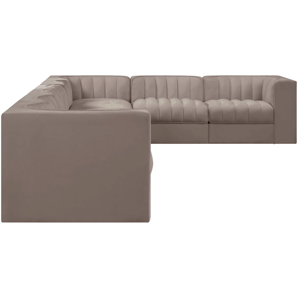 Rummi Taupe Velvet Performance Fabric Upholstered 8pc. Modular Sectional