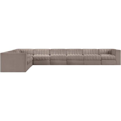 Rummi Taupe Velvet Performance Fabric Upholstered 8pc. Modular Sectional