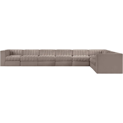Rummi Taupe Velvet Performance Fabric Upholstered 8pc. Modular Sectional