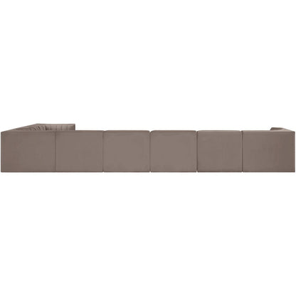 Rummi Taupe Velvet Performance Fabric Upholstered 8pc. Modular Sectional