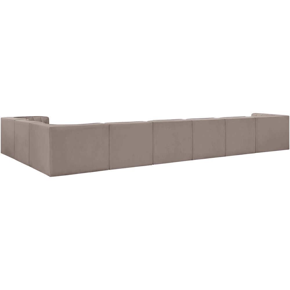 Rummi Taupe Velvet Performance Fabric Upholstered 8pc. Modular Sectional