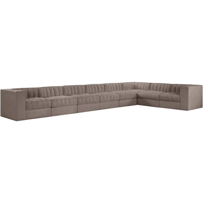 Rummi Taupe Velvet Performance Fabric Upholstered 8pc. Modular Sectional