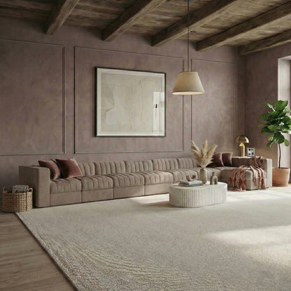 Rummi Taupe Velvet Performance Fabric Upholstered 8pc. Modular Sectional