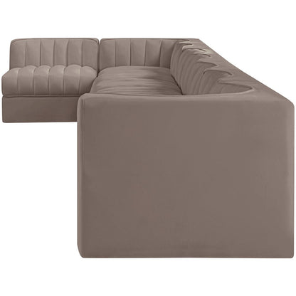 Rummi Taupe Velvet Performance Fabric Upholstered 8pc. Modular Sectional