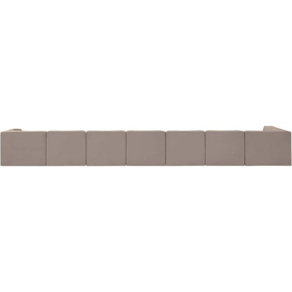 Rummi Taupe Velvet Performance Fabric Upholstered 8pc. Modular Sectional
