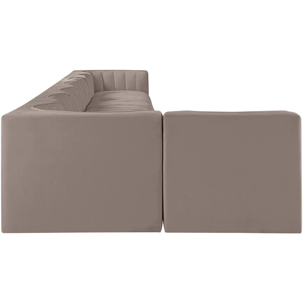 Rummi Taupe Velvet Performance Fabric Upholstered 8pc. Modular Sectional