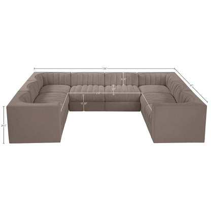 Rummi Taupe Velvet Performance Fabric Upholstered 8pc.Modular Sectional