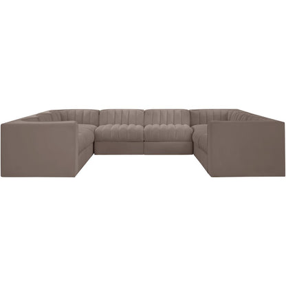 Rummi Taupe Velvet Performance Fabric Upholstered 8pc.Modular Sectional