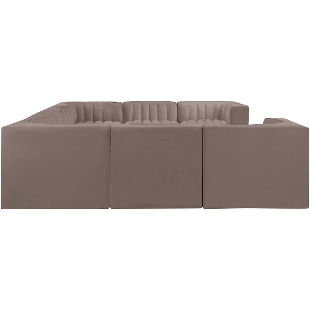Rummi Taupe Velvet Performance Fabric Upholstered 8pc.Modular Sectional