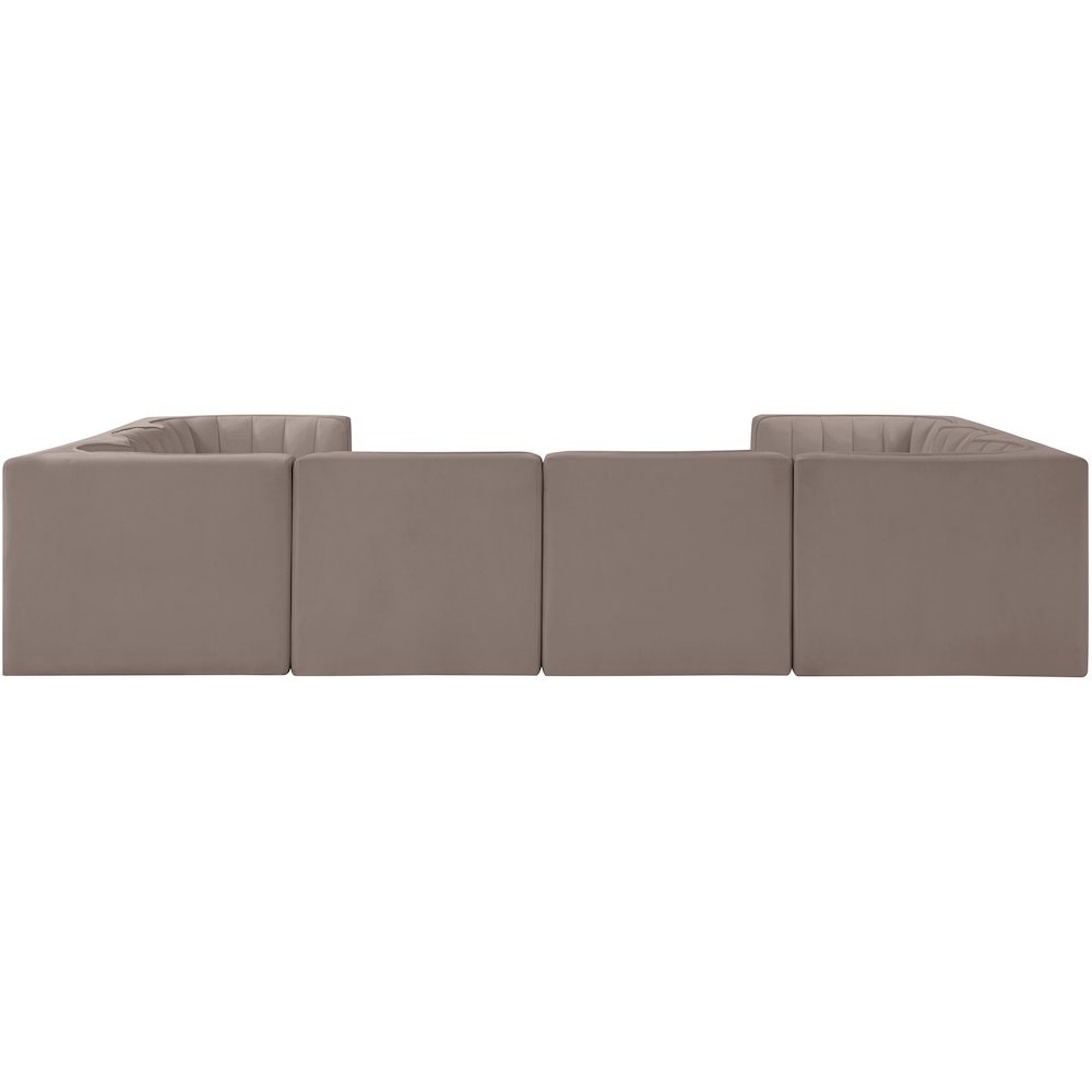 Rummi Taupe Velvet Performance Fabric Upholstered 8pc.Modular Sectional
