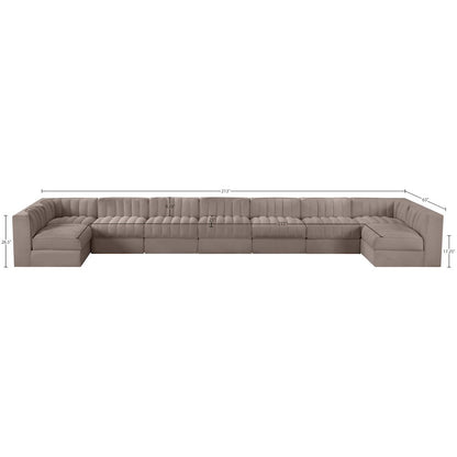 Rummi Taupe Velvet Performance Fabric Upholstered 9pc. Modular Sectional