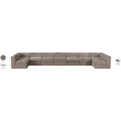 Rummi Taupe Velvet Performance Fabric Upholstered 9pc. Modular Sectional