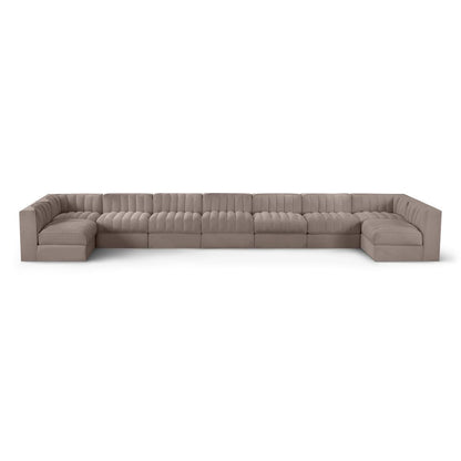 Rummi Taupe Velvet Performance Fabric Upholstered 9pc. Modular Sectional