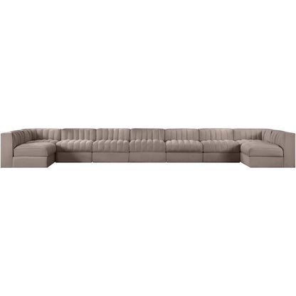Rummi Taupe Velvet Performance Fabric Upholstered 9pc. Modular Sectional