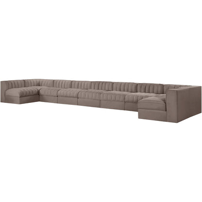 Rummi Taupe Velvet Performance Fabric Upholstered 9pc. Modular Sectional