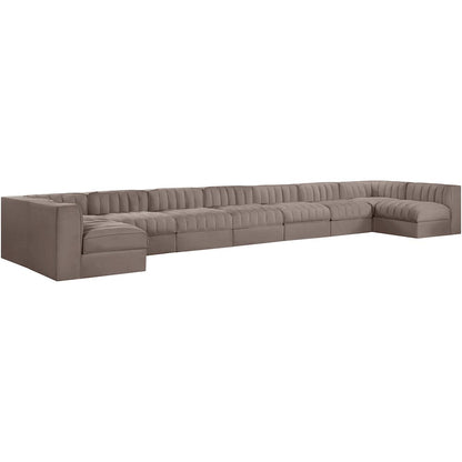 Rummi Taupe Velvet Performance Fabric Upholstered 9pc. Modular Sectional