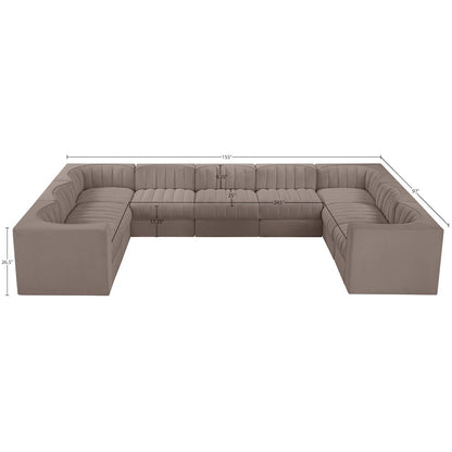 Rummi Taupe Velvet Performance Fabric Upholstered 9pc. Modular Sectional