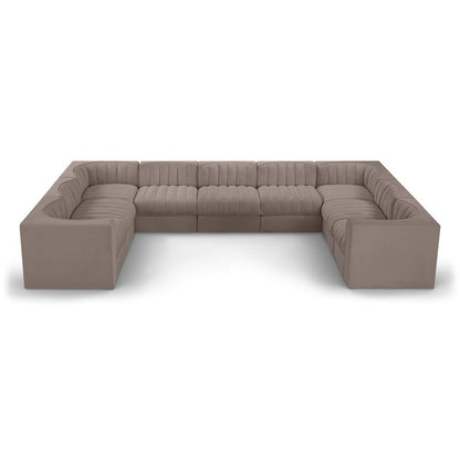 Rummi Taupe Velvet Performance Fabric Upholstered 9pc. Modular Sectional