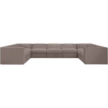 Rummi Taupe Velvet Performance Fabric Upholstered 9pc. Modular Sectional