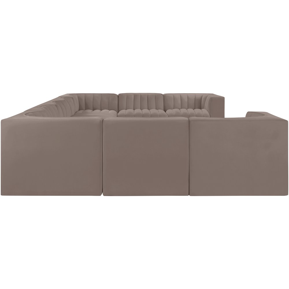 Rummi Taupe Velvet Performance Fabric Upholstered 9pc. Modular Sectional