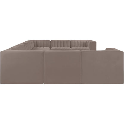 Rummi Taupe Velvet Performance Fabric Upholstered 9pc. Modular Sectional