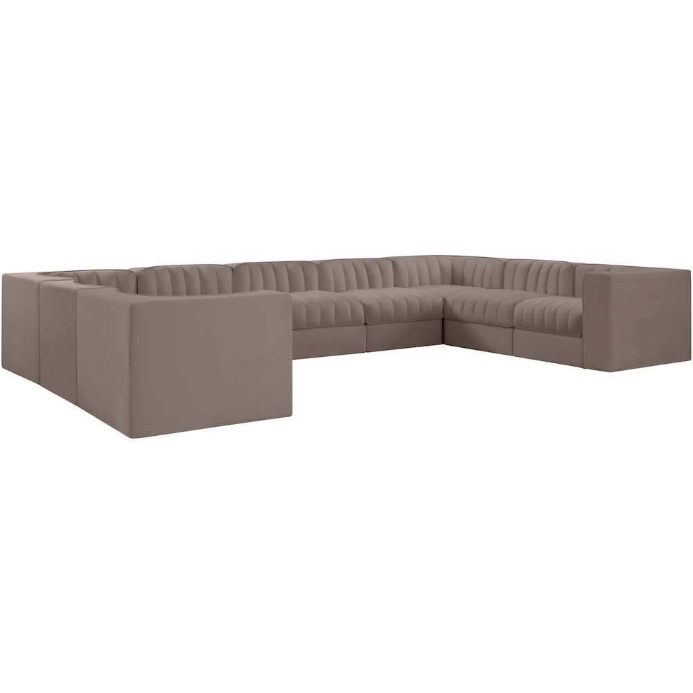 Rummi Taupe Velvet Performance Fabric Upholstered 9pc. Modular Sectional