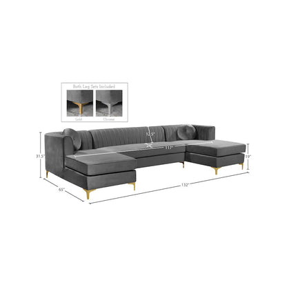Graham Grey Velvet 3pc. Sectional