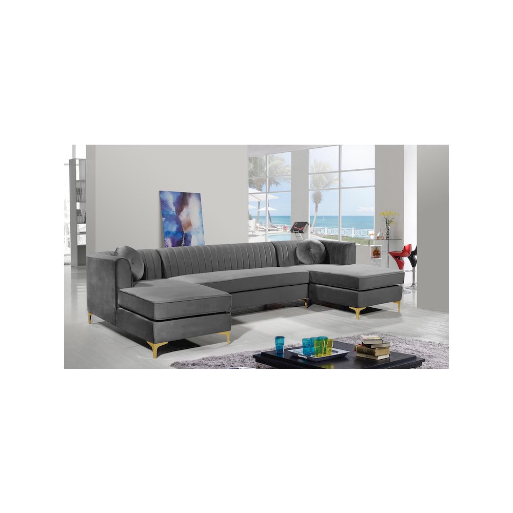 Graham Grey Velvet 3pc. Sectional