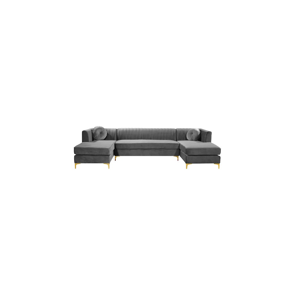 Graham Grey Velvet 3pc. Sectional
