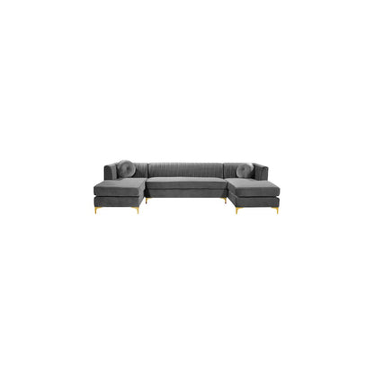 Graham Grey Velvet 3pc. Sectional