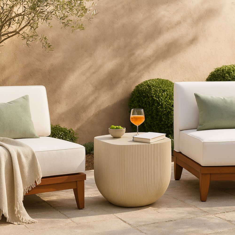 Sonara Beige Concrete Indoor/Outdoor End Table