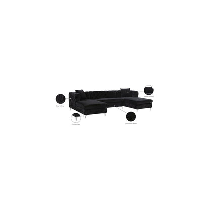 Gail Black Velvet 3pc. Sectional