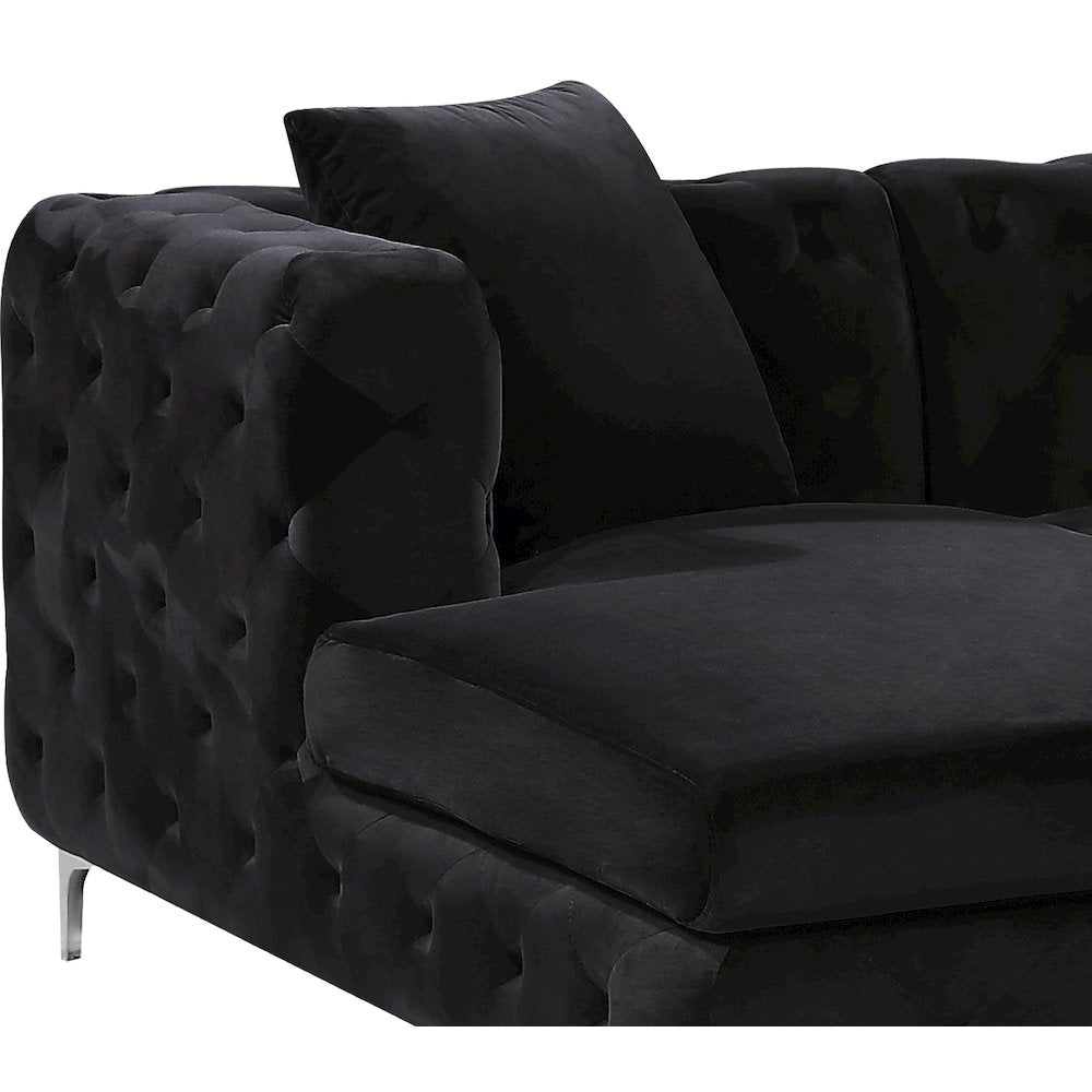 Gail Black Velvet 3pc. Sectional