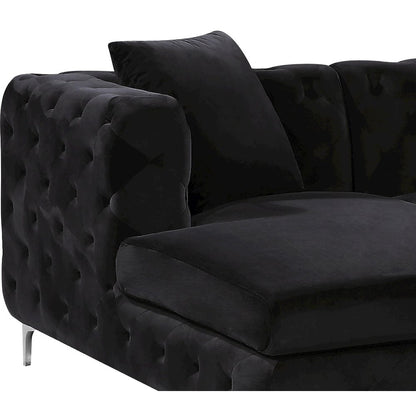 Gail Black Velvet 3pc. Sectional