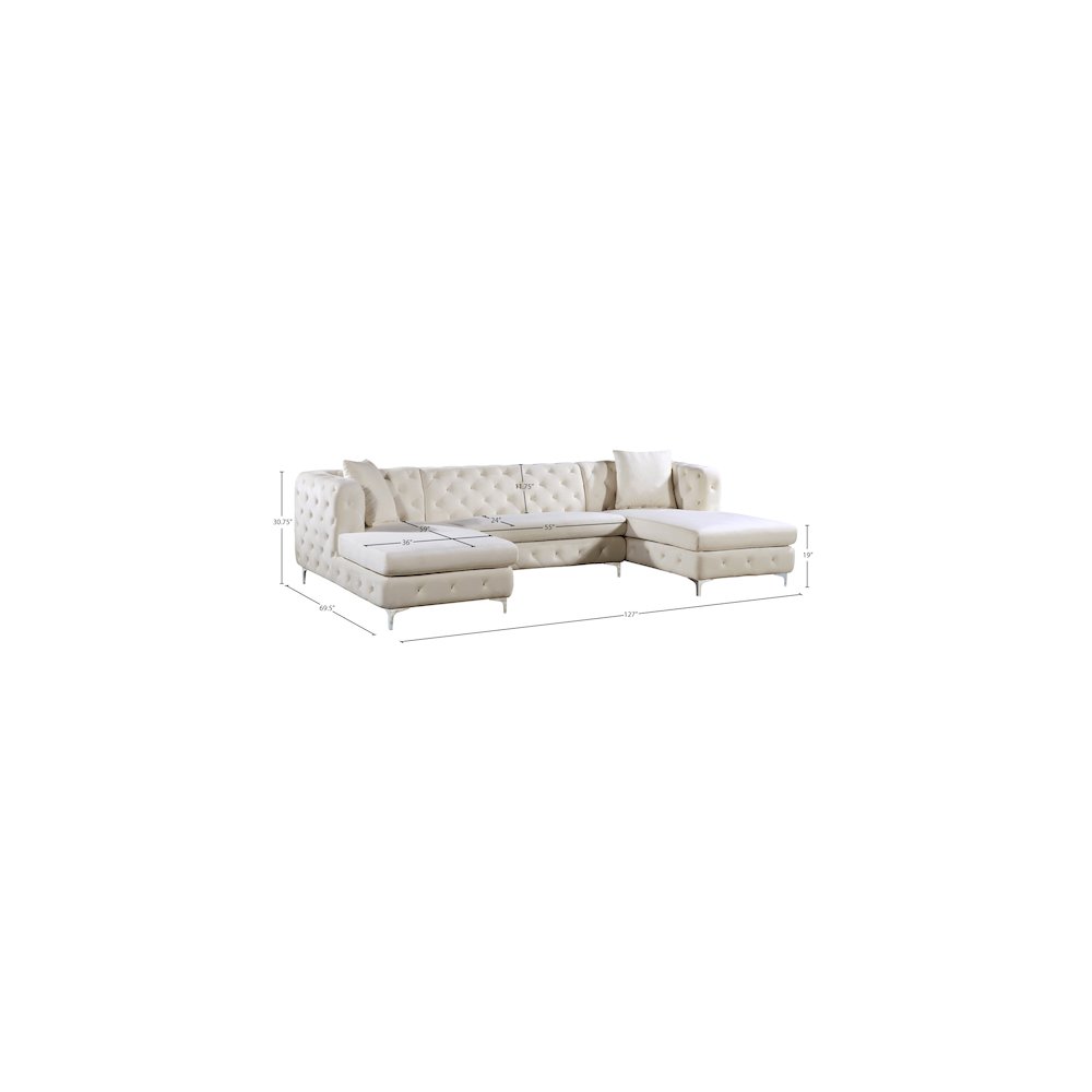 Gail Cream Velvet 3pc. Sectional