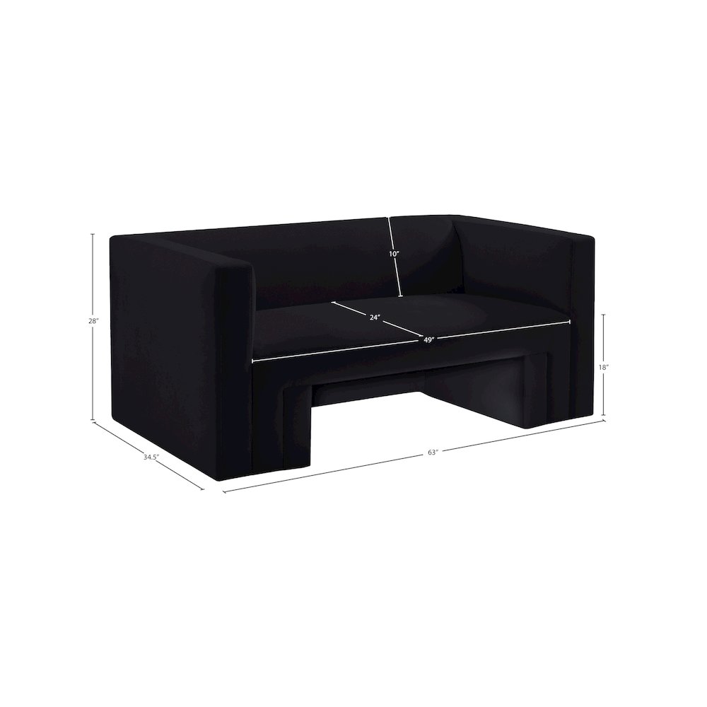 Henson Black Velvet Loveseat