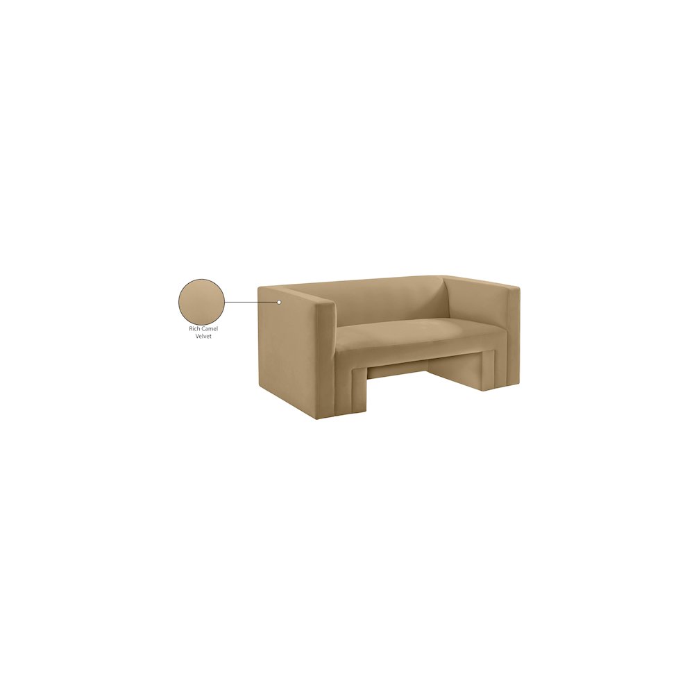 Henson Camel Velvet Loveseat