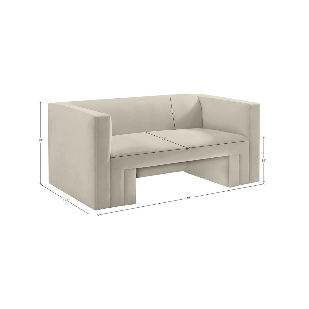 Henson Cream Velvet Loveseat