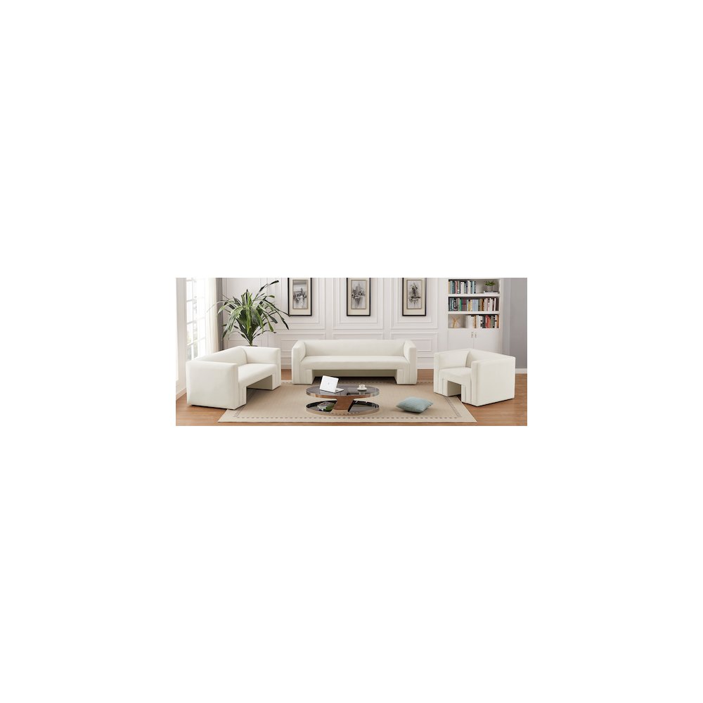 Henson Cream Velvet Loveseat
