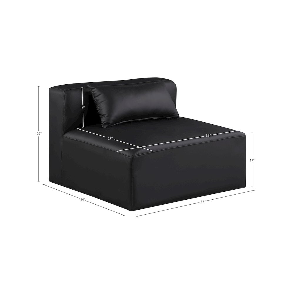 Cube Black Vegan Leather Armless Chair